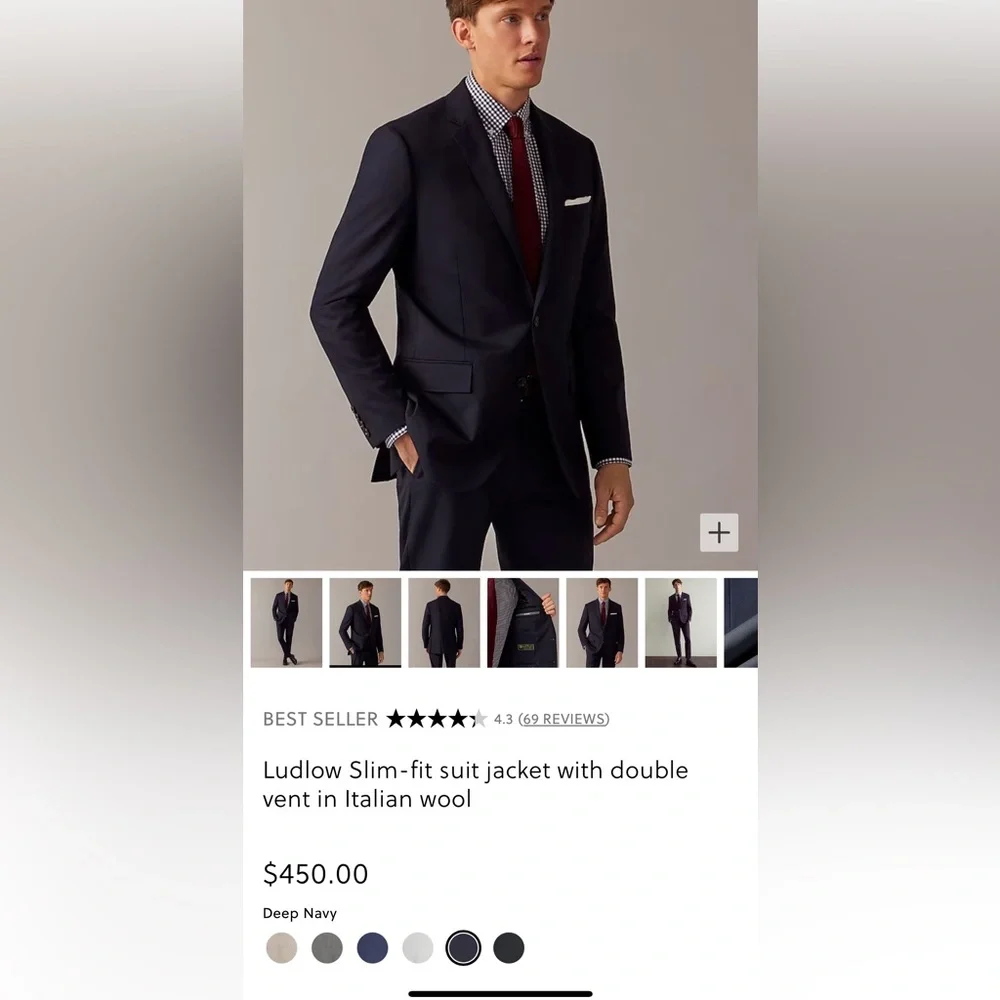 J Crew Ludlow men’s blazer navy blue - Picture 7 of 11